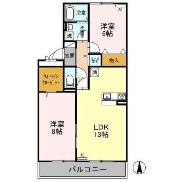 セブンワンテンE(2LDK/3階)の間取り写真