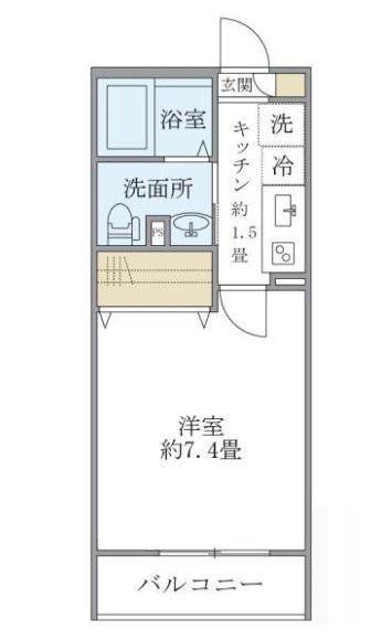 エルスタンザ綾瀬1丁目(1K/3階)の間取り写真