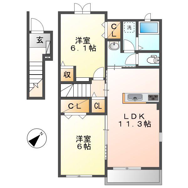 サンリットのぞみ(2LDK/2階)の間取り写真