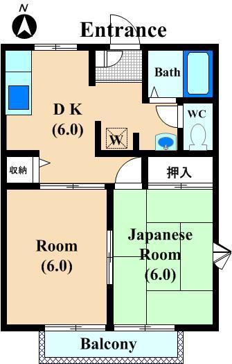 クレールハイツ(2DK/2階)の間取り写真