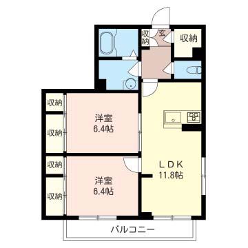 シャーメゾン バーネット(2LDK/2階)の間取り写真
