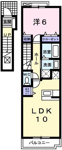 ラセレサB(1LDK/2階)の間取り写真