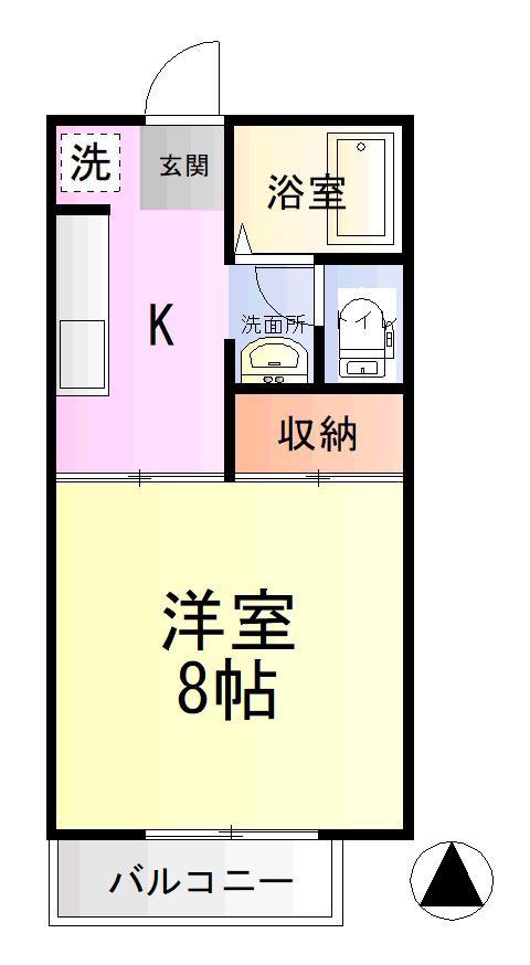 ハイツメリーメリー(1K/1階)の間取り写真