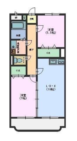 レピエス B(2LDK/2階)の間取り写真