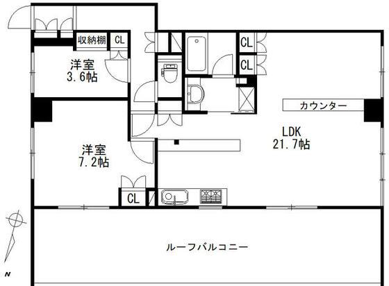 アトラス杉並方南町(2LDK/9階)の間取り写真