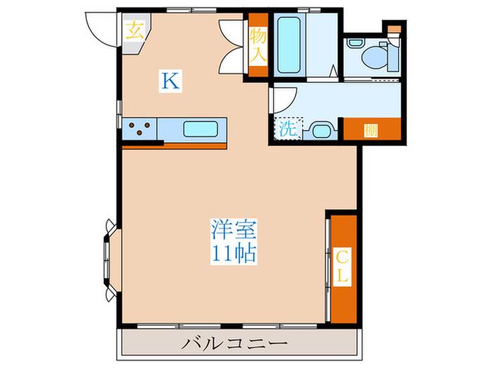 シャトーK(1K/2階)の間取り写真