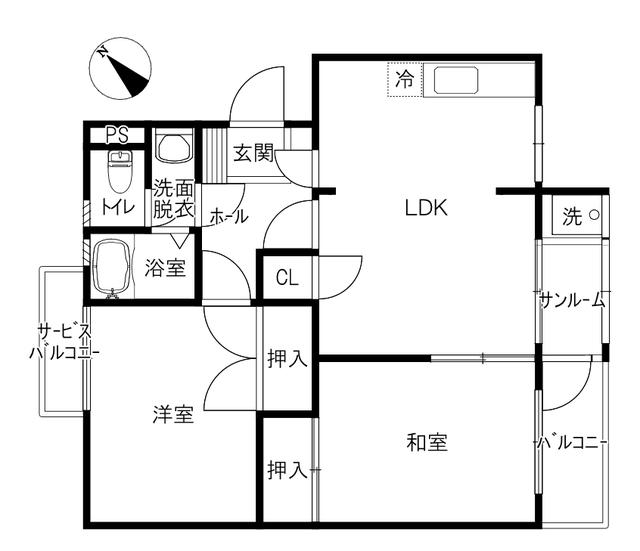 ジュエリア(2LDK/1階)の間取り写真