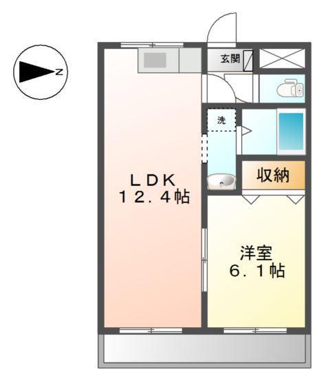 BELIEVE(1LDK/2階)の間取り写真