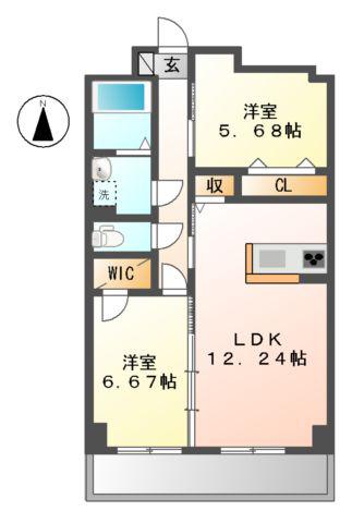 S-FORT 鶴舞 REALE(2LDK/13階)の間取り写真