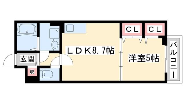 ソフィアコート加古川(1LDK/3階)の間取り写真