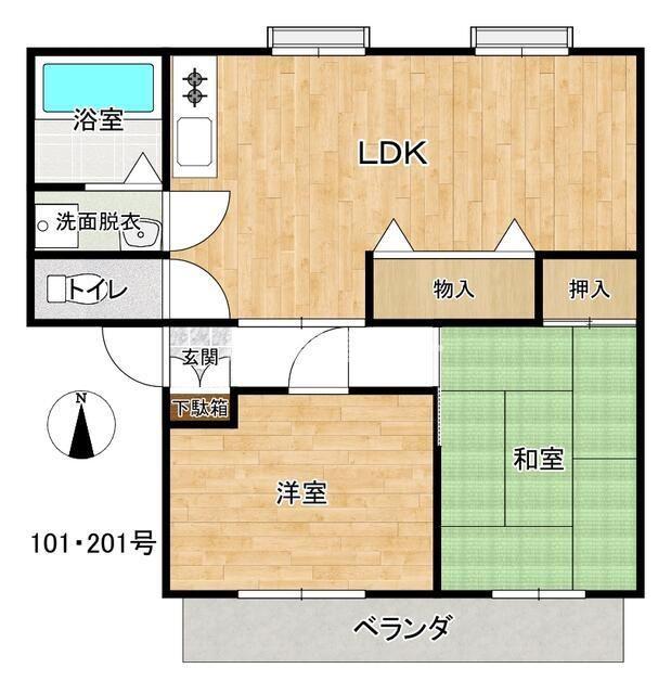 ウインズ湘南2棟(2LDK/1階)の間取り写真