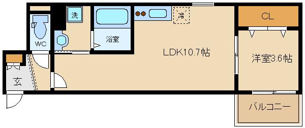 EIJU小山(1LDK/1階)の間取り写真