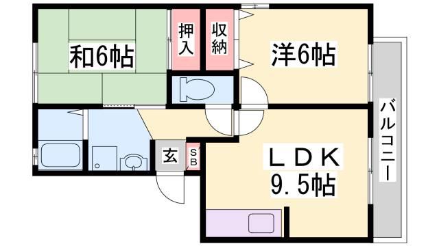 ウィステリア谷上(2LDK/3階)の間取り写真