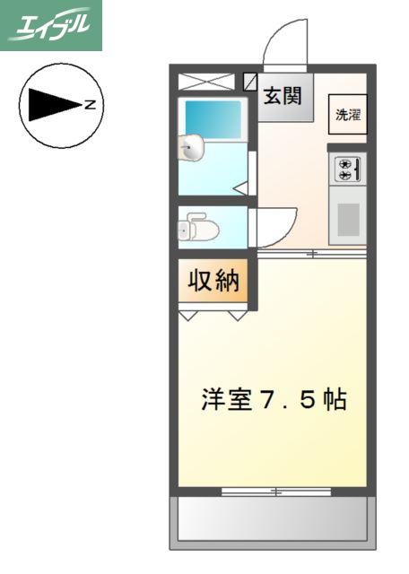 パープルメゾンII(1K/1階)の間取り写真
