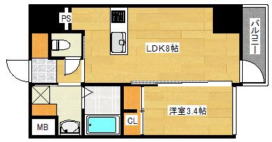 IーSTAGE住吉町(1LDK/5階)の間取り写真