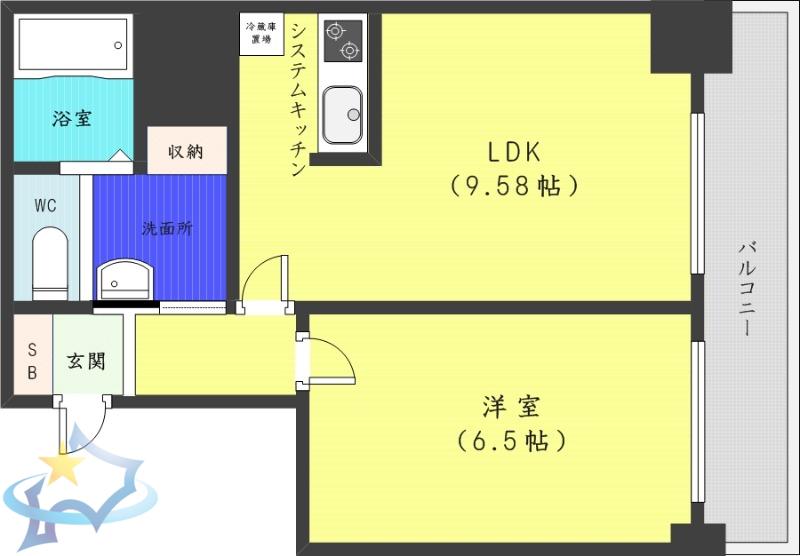 プライマル札幌北4条(1LDK/9階)の間取り写真