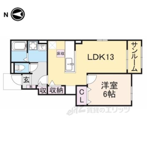 リベルテ2(1LDK/2階)の間取り写真