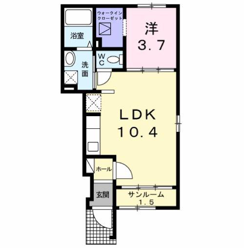 サンリットレジデンス B(1LDK/1階)の間取り写真