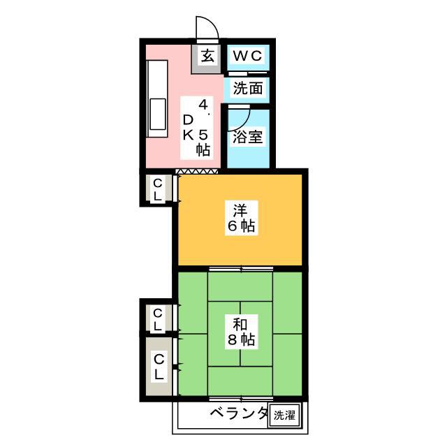 HIGH マンション パールスカイ(2DK/2階)の間取り写真