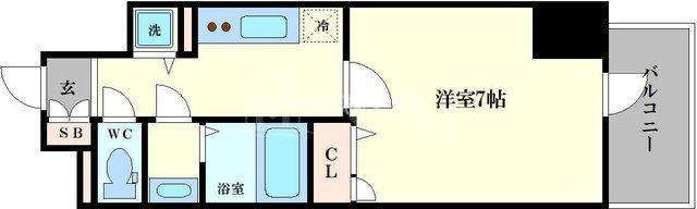 LC大手前ラトゥール(1K/4階)の間取り写真
