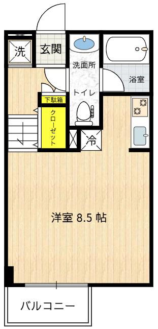 ピュアグリーンヒル(ワンルーム/1階)の間取り写真