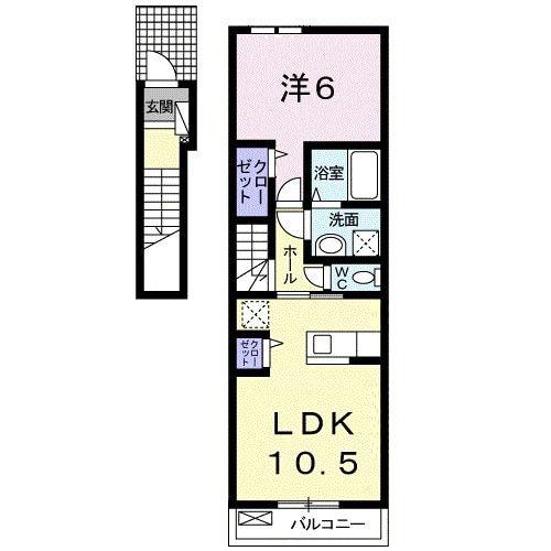 メゾン ド フラン(1LDK/2階)の間取り写真
