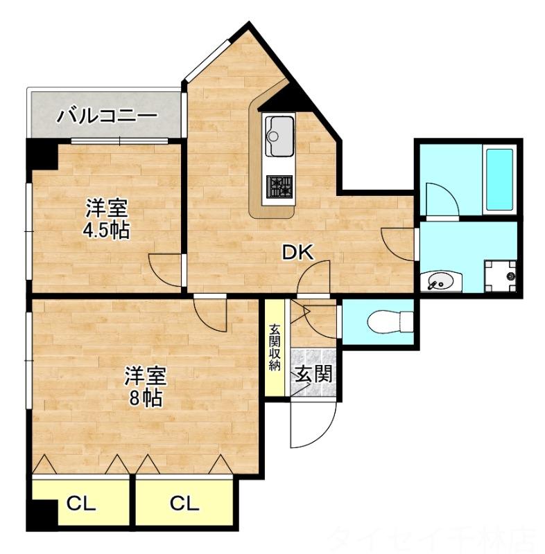 パレーシャル34(2DK/3階)の間取り写真