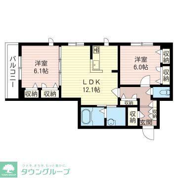 タウンハウス ジロー(2LDK/3階)の間取り写真