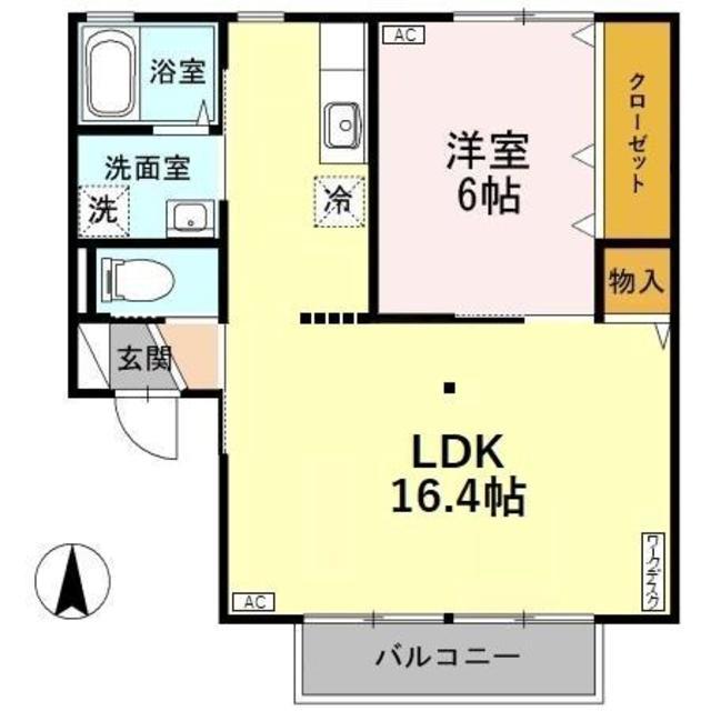 セジュールジェントリーB(1LDK/2階)の間取り写真