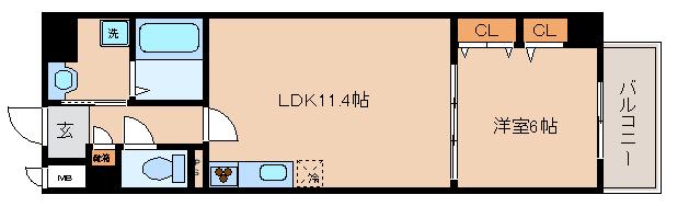 プランドールコート神戸(1LDK/7階)の間取り写真