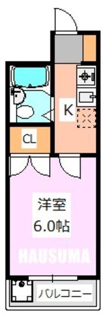ディアコートカナスギ(1K/2階)の間取り写真