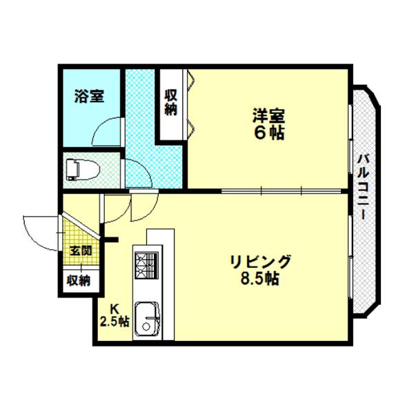 ティアラ大谷地I(1LDK/4階)の間取り写真