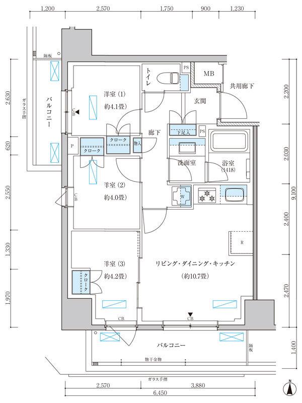パークアクシス池袋イースト(3LDK/8階)の間取り写真