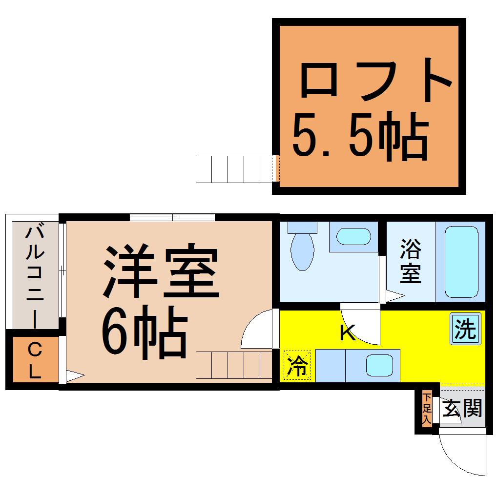 ASTRAL II(1K/2階)の間取り写真