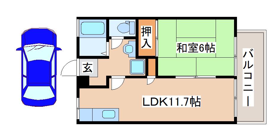 ハイツデアイ(1LDK/2階)の間取り写真