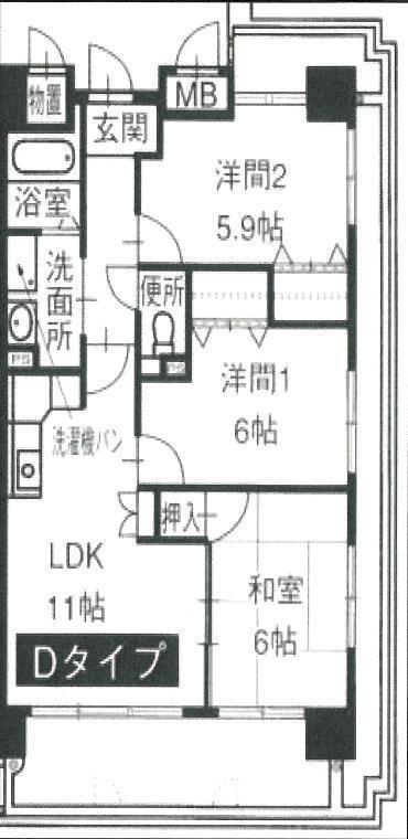 メゾン八杉(3LDK/3階)の間取り写真