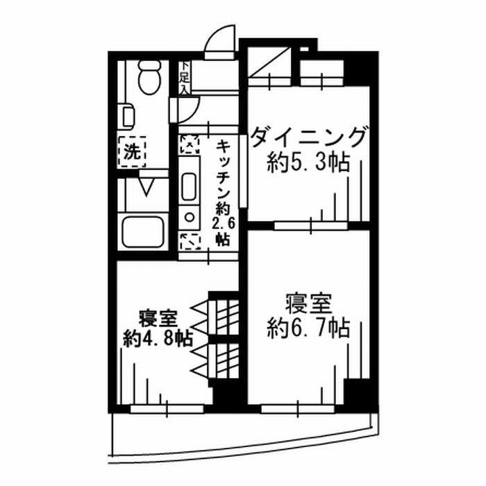 FSC新宿マンション(2DK/4階)の間取り写真