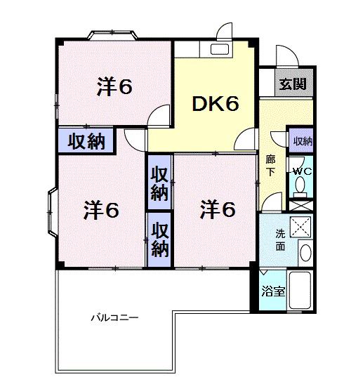 エナール佐鳴台(3DK/2階)の間取り写真