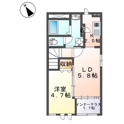 モルガンB(1LDK/2階)の間取り写真