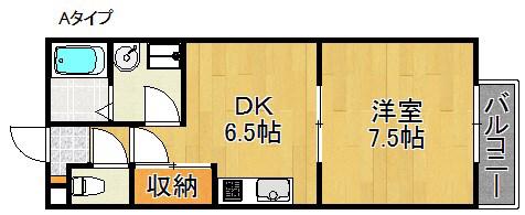 コモド二色(1K/2階)の間取り写真