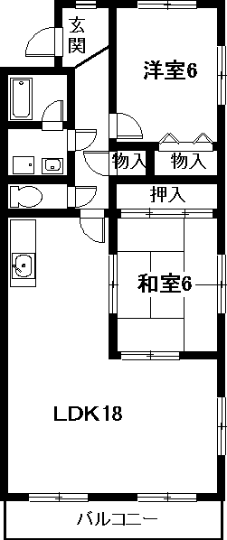 ベルシャトー新守山(2LDK/1階)の間取り写真