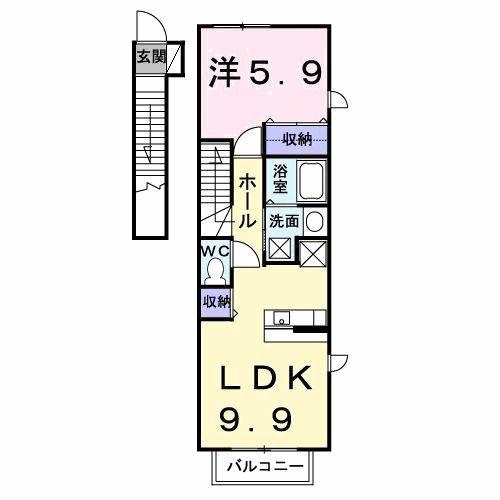 セゾン・グラシューⅡ(1LDK/2階)の間取り写真