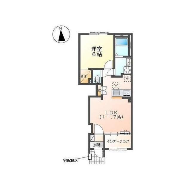 土浦市乙戸 (1LDK/1階)の間取り写真