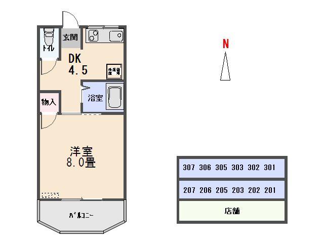 K&Aハイツ(1DK/2階)の間取り写真