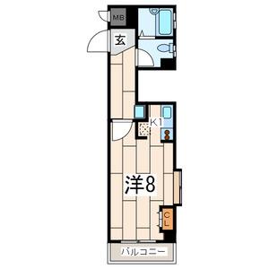 アールブラン生田(1K/2階)の間取り写真