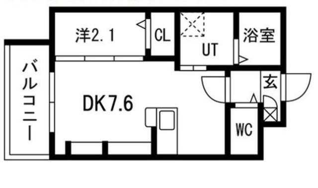九間町シーエム・サンク(1DK/2階)の間取り写真