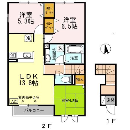 ミリオンフルール(3LDK/2階)の間取り写真