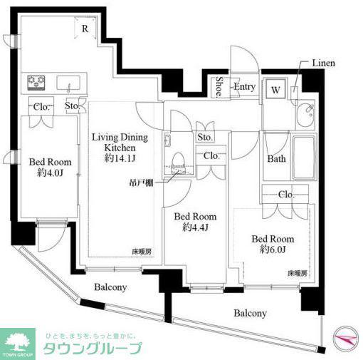 343レジデンス品川(3LDK/2階)の間取り写真