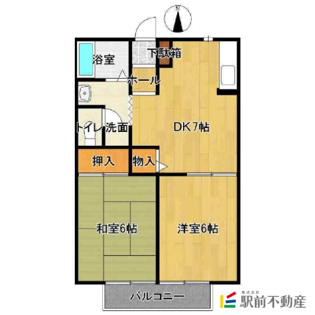 メゾンあや A棟(2DK/1階)の間取り写真
