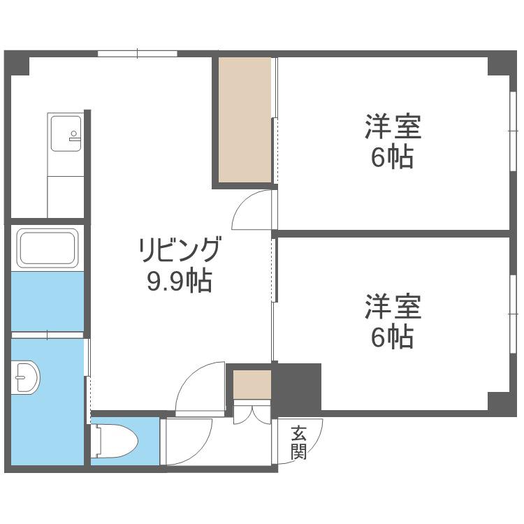ボヌール35(2LDK/3階)の間取り写真